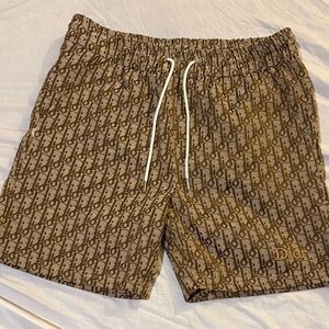 Dior Tan Monogram Drawstring Shorts